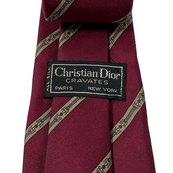 Christian Dior cravates silk tie horse bit equestrian chain design - Picture 3 of 4